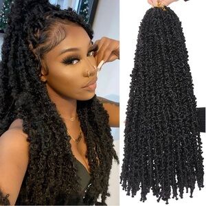 6 Packs Distressed Faux Long Locs Crochet Hair 1B#